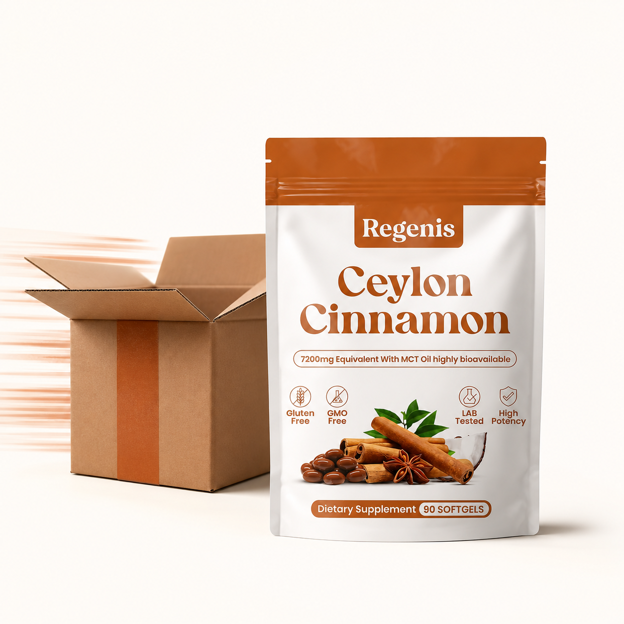Regenis Ceylon Cinnamon with expedited shipping box