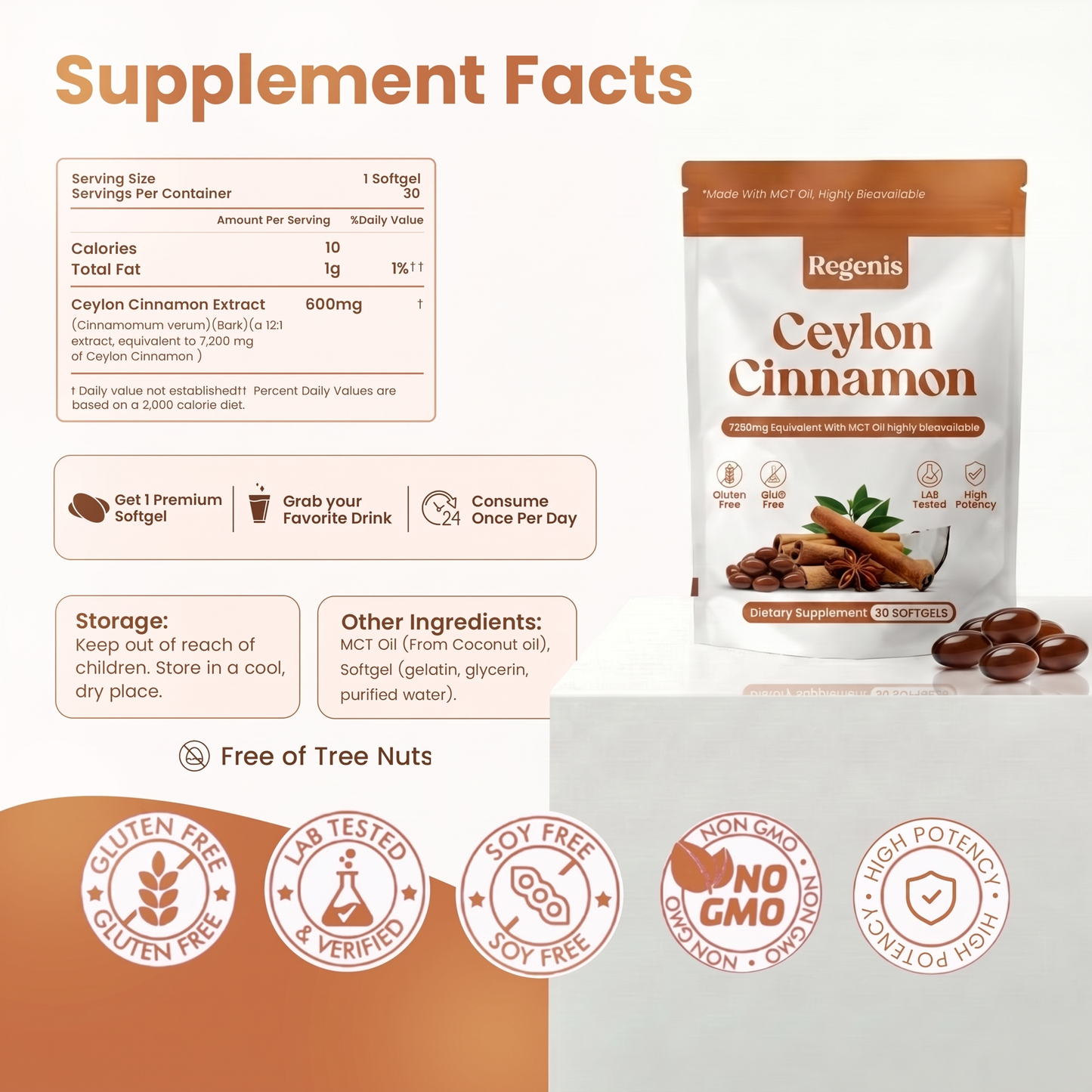 Regenis Ceylon Cinnamon 7200mg - Ingredients