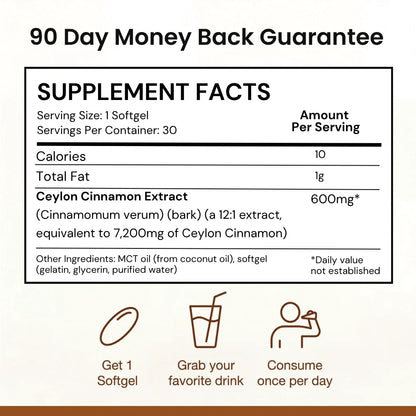 Ceylon Cinnamon 7200mg Equivalent with MCT Oil